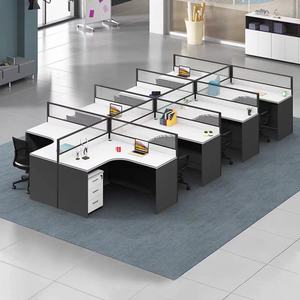 屏风办公桌椅组合简约现代办公室职员客服工位l型6人位卡位办公桌