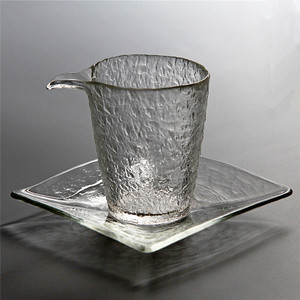 日本进口纯手工 加厚耐热初雪公道杯 锤纹玻璃分茶器茶海功夫茶具