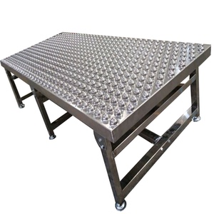 万向牛眼台输送线不锈钢  无动力流水线转向滚珠工作306度旋转