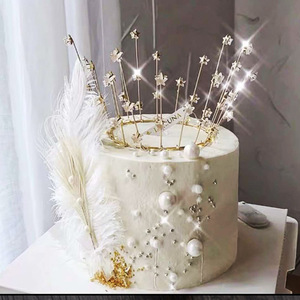 生日蛋糕装饰花仙子羽毛满天星月亮星星心形蛋糕装饰插件摆件插卡