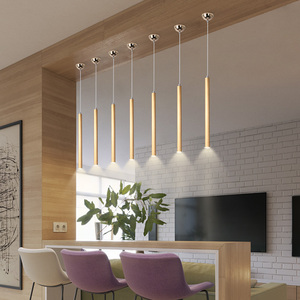 现代简约餐桌吧台吊灯长筒创意单头酒店前台明装小射灯吊线餐厅灯