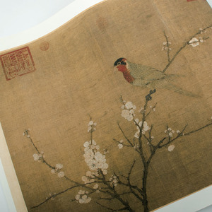宋徽宗 赵佶五色鹦鹉图 古代国画花鸟瘦金体书法装饰画画芯高仿真