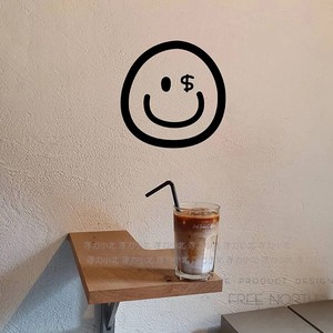 ins笑脸防撞玻璃门贴 奶茶店咖啡店橱窗装饰自拍镜子贴纸拍照背景