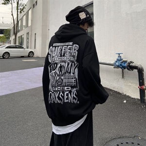 春秋薄款2020新款v领欧美女头像宽松连帽衫中长款百搭上衣31人付款26