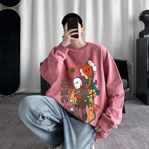 粉色boy卫衣男宽松春秋冬季设计感上衣小众港风炸街情侣装ins潮牌