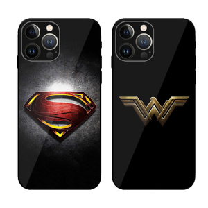 适用苹果15plus神奇女侠14pro玻璃壳12max超人蝙蝠侠XS闪电侠iPhone11手机壳13pro