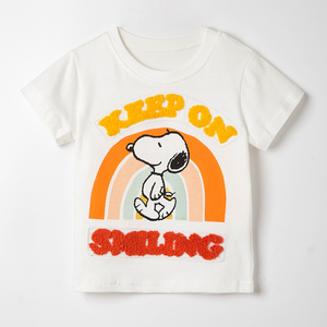 男童白色卡通短袖t恤宝宝圆领夏装一岁2小婴儿纯棉半袖3女童上衣5