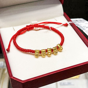 周大福香港代购五福牛黄金足金手绳红绳转运珠生肖牛本命年礼物女