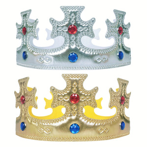 亮布头饰生日帽皇冠儿童节成人男童王冠王子装饰国王钻石发箍装扮