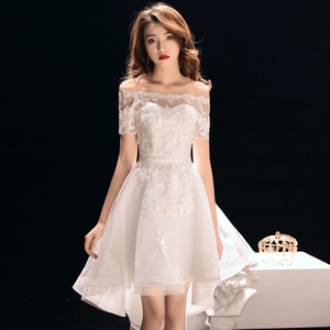 伴娘服女短款一字肩