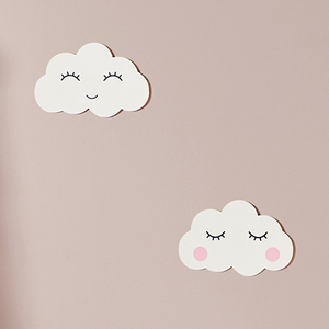 白色笑脸云朵睫毛墙贴幼儿园儿童房床头墙面墙壁房间装饰立体墙贴