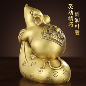 吉祥物五鼠运财纯铜生肖鼠铜老鼠摆件客厅家居办公室装饰工艺品