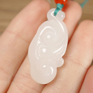 天然和田玉羊脂白玉如意吊坠男女玉石平安如意富贵玉坠挂件玉佩