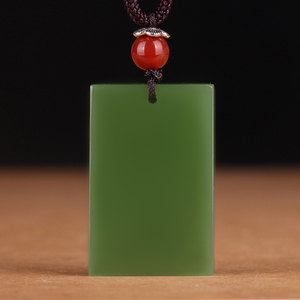 天然和田玉碧玉平安无事牌吊坠男女青玉绿色玉石长方形方牌玉佩