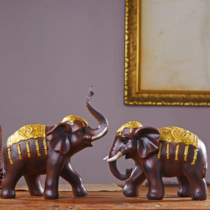 泰式大象摆件一对东南亚酒店SPA会所奶茶店中式招财装饰品工艺品