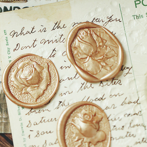 火漆印章玫瑰花磨砂浮雕椭圆形婚礼道具爱情人节礼物文创文具手账