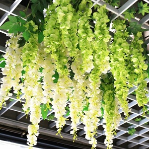 仿真豆花紫藤花 庆典展厅吊顶空中花艺吊饰 壁挂假花藤条森系壁挂