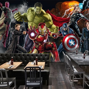 复仇者联盟墙纸钢铁侠美国队长漫威壁纸绿巨人电影背景墙3d壁画