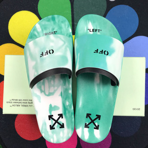 off扎染拖鞋ow white男女夏季外穿时尚厚底潮牌情侣小众浅蓝凉拖