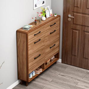 实木翻斗鞋柜超薄窄家用门口收纳柜小户型入户门厅柜简约储物柜