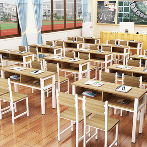 高中生小学生课桌椅组合教室用学校书桌单人课桌双人培训桌辅导班