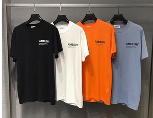 ins网红同款 ambush纯色短袖男女 胸前logo夏季圆领短袖tee t恤