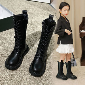 女童长靴2022春秋新款女孩马丁靴中大童高筒靴百搭时尚儿童时装靴