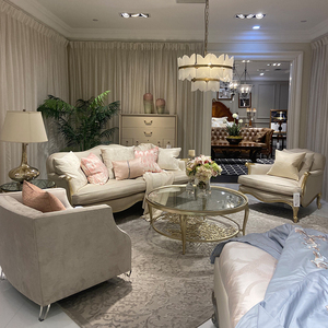 美尅美家美式轻奢布艺沙发法式客厅奶油风小红书豪宅别墅27度家具