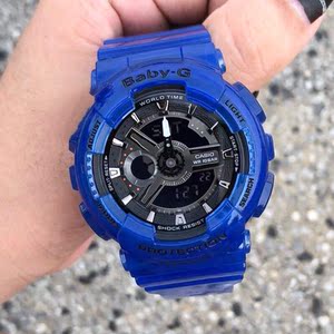 卡西欧casio baby-g 冰韧透明蓝色防水运动石英男女电子手表正品