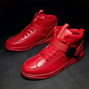 v1nike1oe正品牌红色鞋子高帮板鞋男韩版潮流百搭男士休闲鞋个性