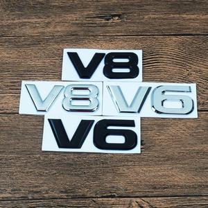 汽车v8v6贴标改装饰标3d立体字母车标大排量标志金属电镀车尾标贴