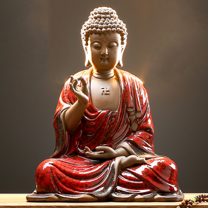 中式陶瓷释迦牟尼佛像摆件大日如来佛结缘供奉工艺品乔迁新居礼品
