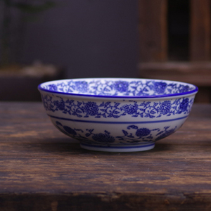 景德镇青花瓷碗创意韩式中式面碗大汤碗菜碗酒店家用釉下彩餐具