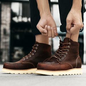 夏季酷 红翼牛皮工装靴red马丁靴wing男中帮牛仔靴 875男靴机车鞋