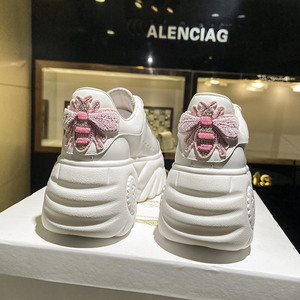 欧洲站女鞋厚底松糕鞋香港潮牌欧货老爹鞋增高休闲运动真皮小白鞋