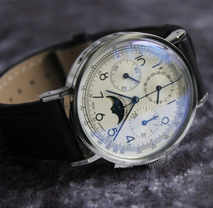 海鸥手表国产eta7750机复古月相计时手动机械男表精钢日历防水