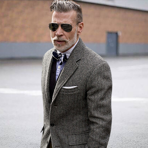 nickwooster人字纹粗花呢西装男英伦风复古羊毛秋冬休闲外套意式