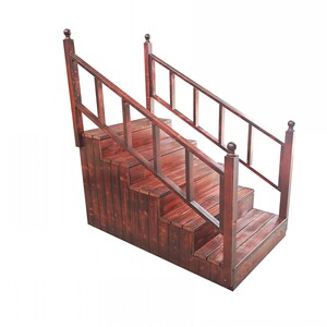 户外碳化防腐木脚踏带扶手楼梯2层碳化防腐楼梯三层楼梯多层楼梯