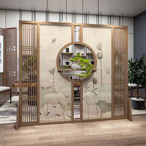 新中式屏风隔断客厅实木进门遮挡装饰入户进门玄关办公室禅意座屏