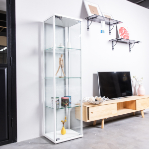 diy小型玻璃门展示柜欧式酒柜客厅靠墙单门透明简约玻璃柜