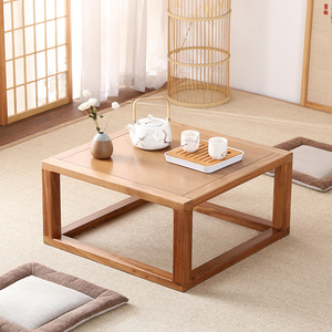 新中式榻榻米茶几老榆木禅意茶桌日式飘窗小桌子炕桌小方桌矮桌子