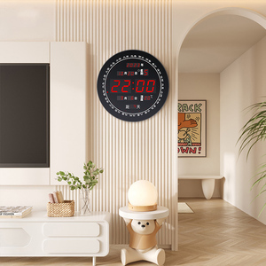 英伦欧堡自动对时钟表万年历2024年新款电子时钟挂墙老黄历客厅挂
