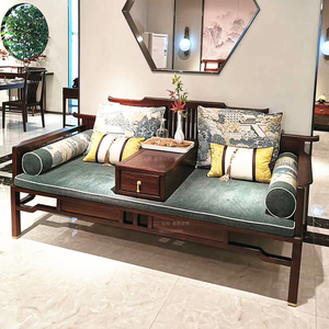新中式罗汉床沙发全实木禅意客厅茶室双人沙发酒店样板房家具定制