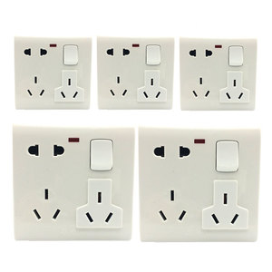 一开二三三带开关指示灯86型插座面板墙壁8八孔家用暗装10只装