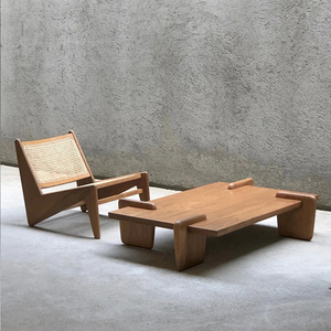 侘寂风中古风昌迪加尔复古桌子咖啡桌纯实木方型定制茶几