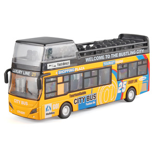 公交巴士合金车模澳门双层观光大巴模型灯光音乐回力儿童玩具汽车