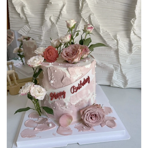 网红玫瑰高级感小清新鲜花奶油生日蛋糕北京上海杭州全国同城配送