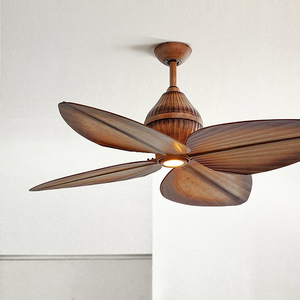 伽罗生活 东南亚风格芭蕉叶风扇灯 纯铜电机静音客厅吊灯