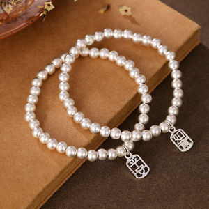 【传承】周大福缘平安银手链女串珠999纯银珠子两世欢古法银手串