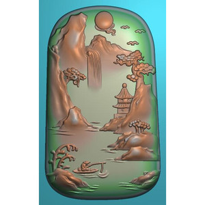 山水房子精雕图